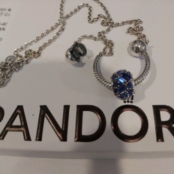 Authentic Pandora Sterling Silver U-shape Charm Pendant Necklace 392747C00-45 - Picture 10 of 16